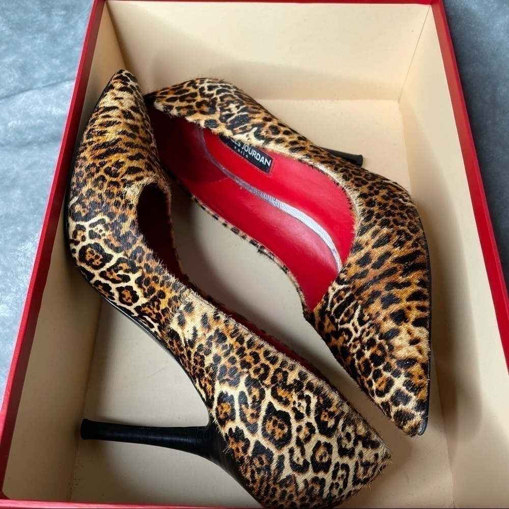 Charles Jourdan Leopard Print Calf Hair Pumps Size 9 Luxury Designer Heels - Picture 7 of 10